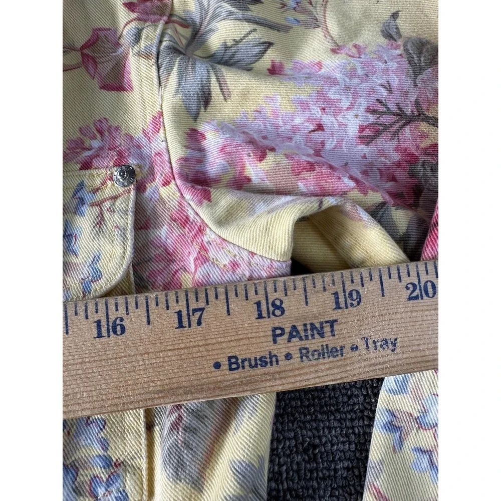 Vintage Ralph Lauren Jacket Womens Medium Yellow Floral Denim Cotton Cropped - Picture 6 of 7